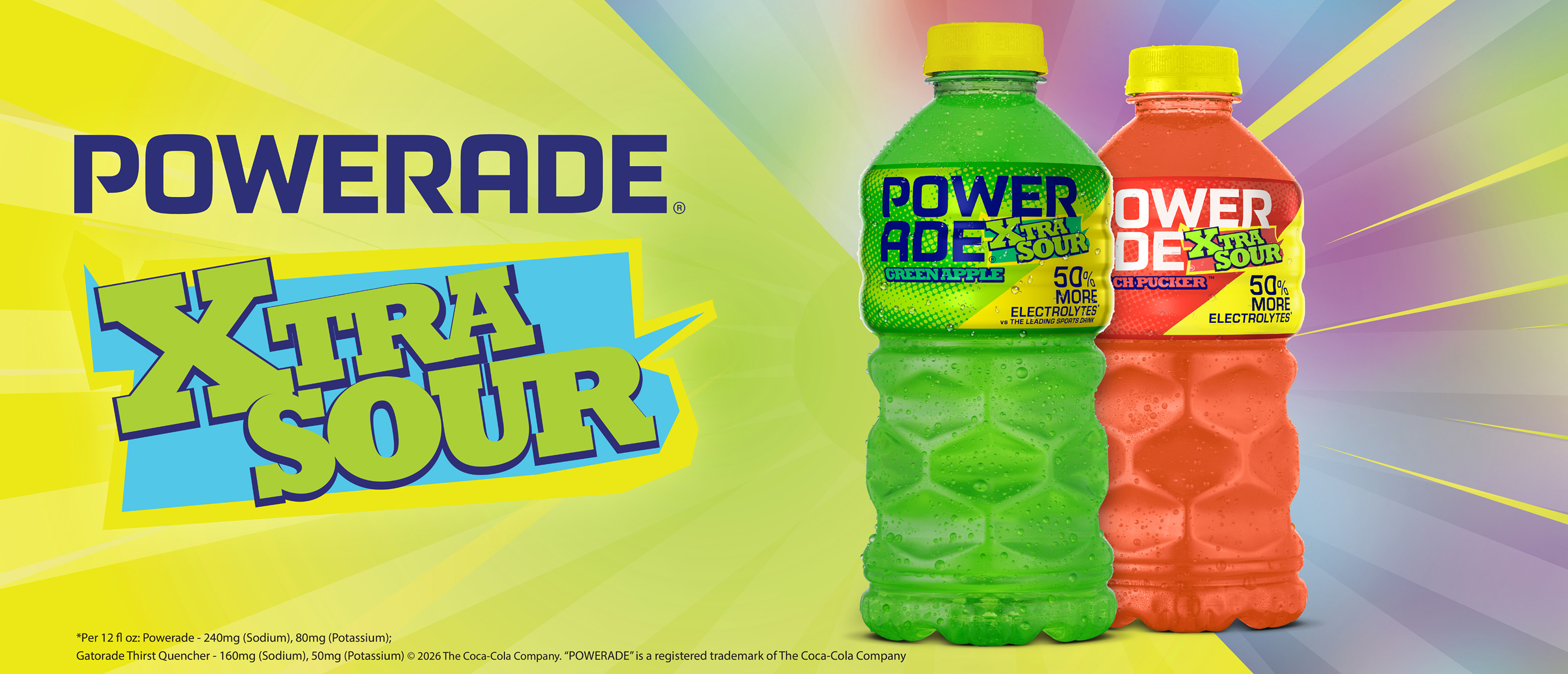 Two bottles of Powerade XTRA SOUR